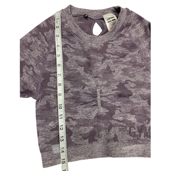Gymshark Adapt Purple Camo Long Sleeve Cropped Gym Top Workout Medium - Picture 3 of 11